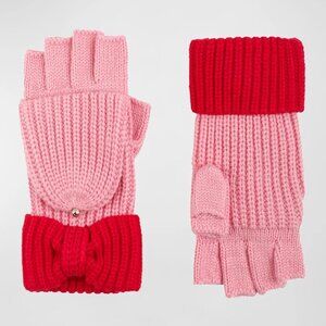 NWT kate spade New York Women's Pink & Red Bow Cuff Pop Top Mittens